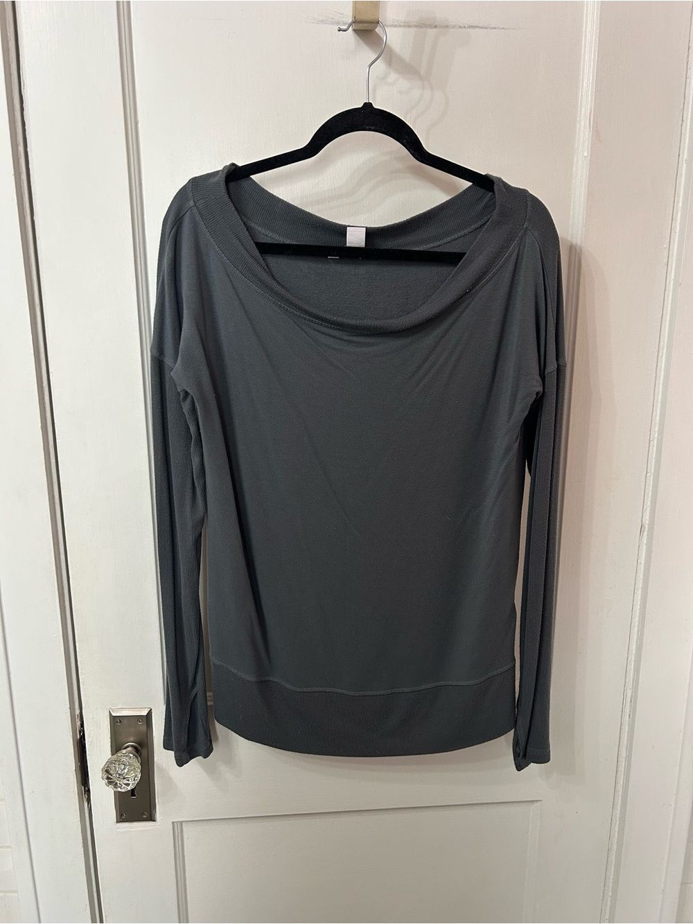 Athleta Long-Sleeve Scoop Neck Top - Charcoal Gray